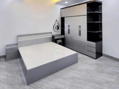 Giường Ngủ Nhựa Xám Trắng
