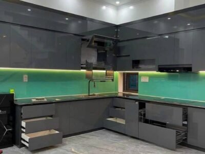 Tủ Bếp Nhựa Vinco Đen Xám